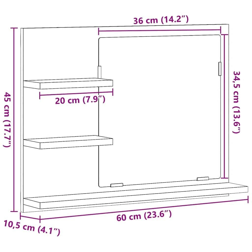 Badspiegel Weiß 60X10,5X45 Cm Holzwerkstoff