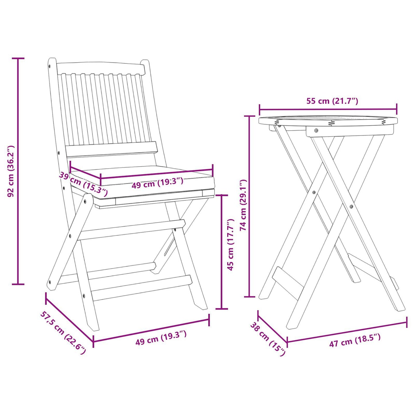 Garten Bistro Set 3 Pcs Braun Massivholz Akazie