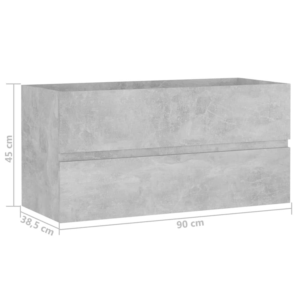 Waschbeckenunterschrank Betongrau 90X38,5X45 Cm Holzwerkstoff