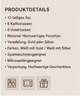 IDEALOVE® Porzellan-Kaffeetassen-Set – 12-teilig