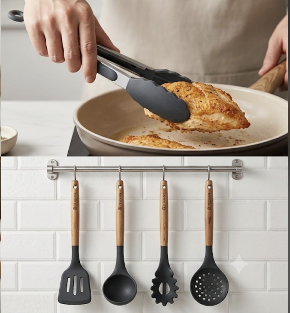 YI GUAN 7-teiliges Premium Küchenhelfer-Set mit elegantem Ständer