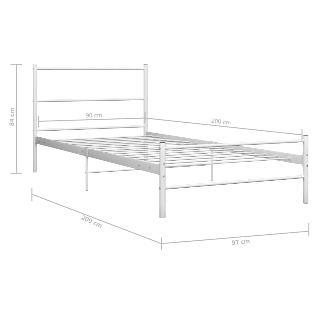 Bett Weiß Metall 90X200 Cm