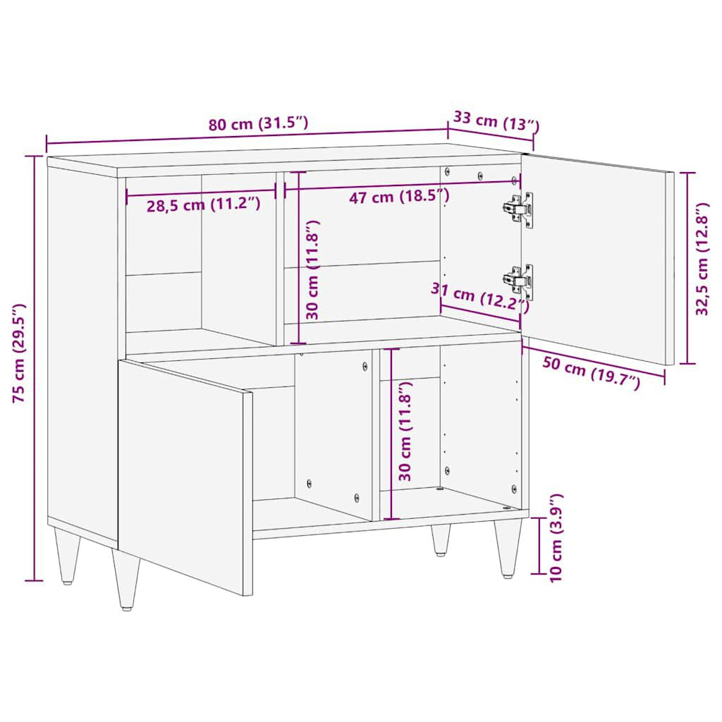 Sideboard Hellbraun 33,5 X 80 X 75 Cm