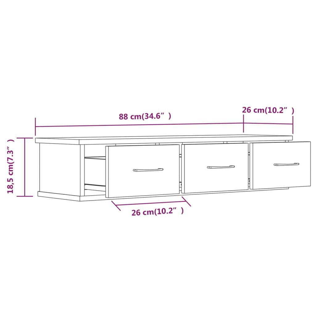 Wandschrank Räuchereiche 88X26X18,5 Cm Holzwerkstoff