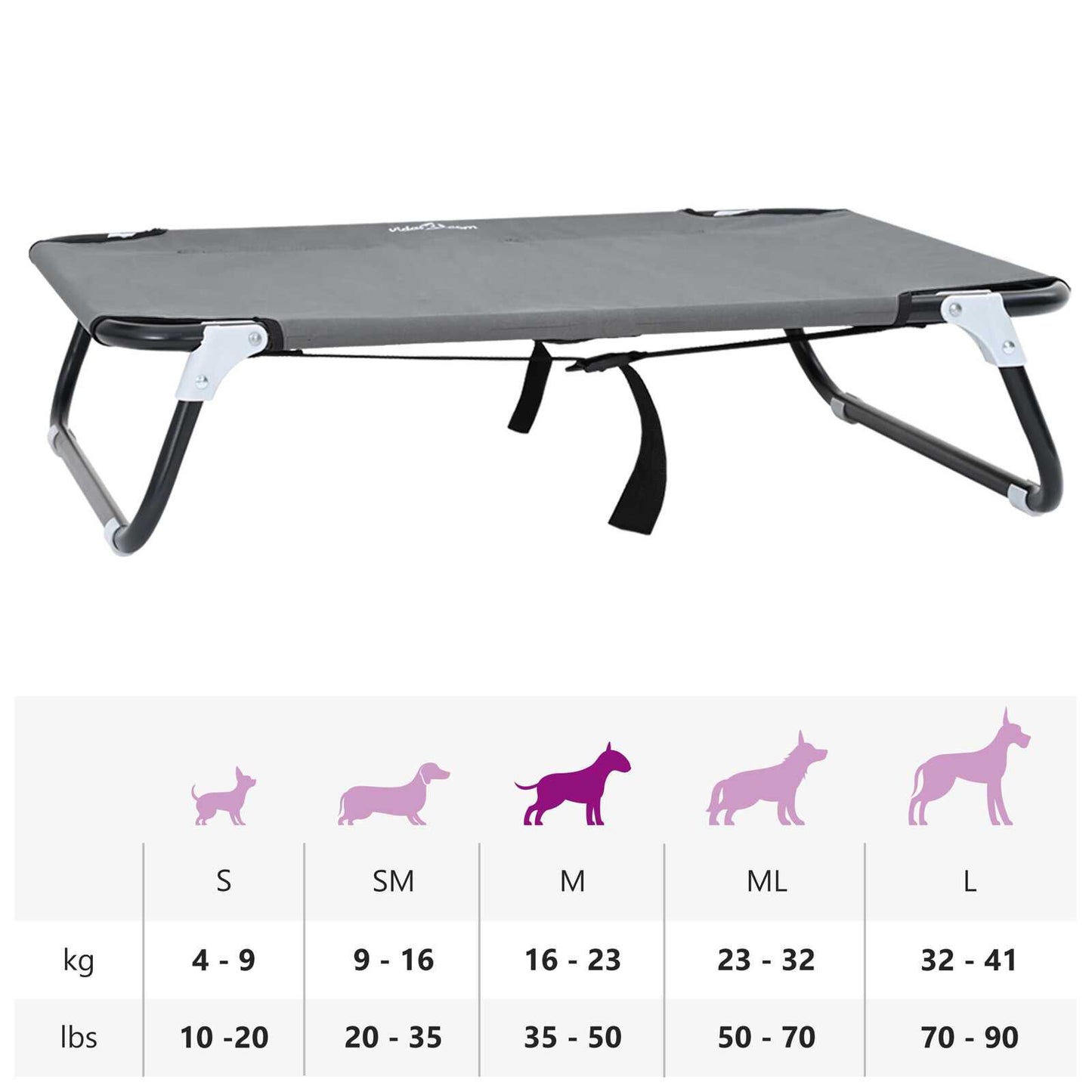 Hundebett Hellgrau 80 X 55 X 18 Cm Stahl