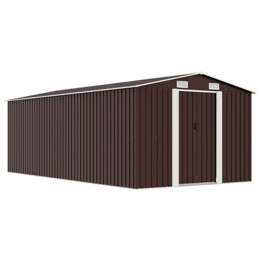 Gerätehaus 257X489X181 Cm Metall Braun