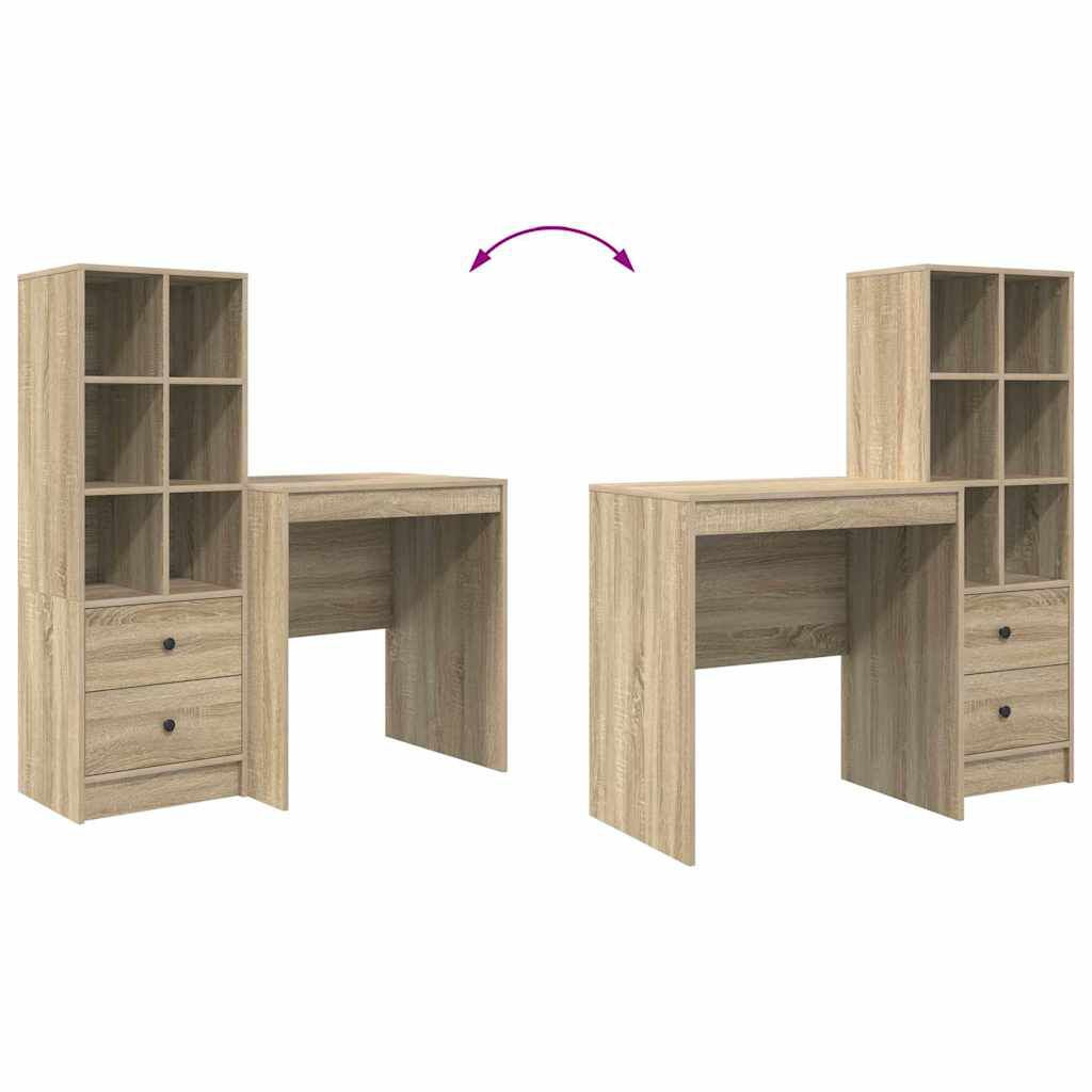 Schreibtisch Mit Schubladen 2 Pcs Sonoma-Eiche