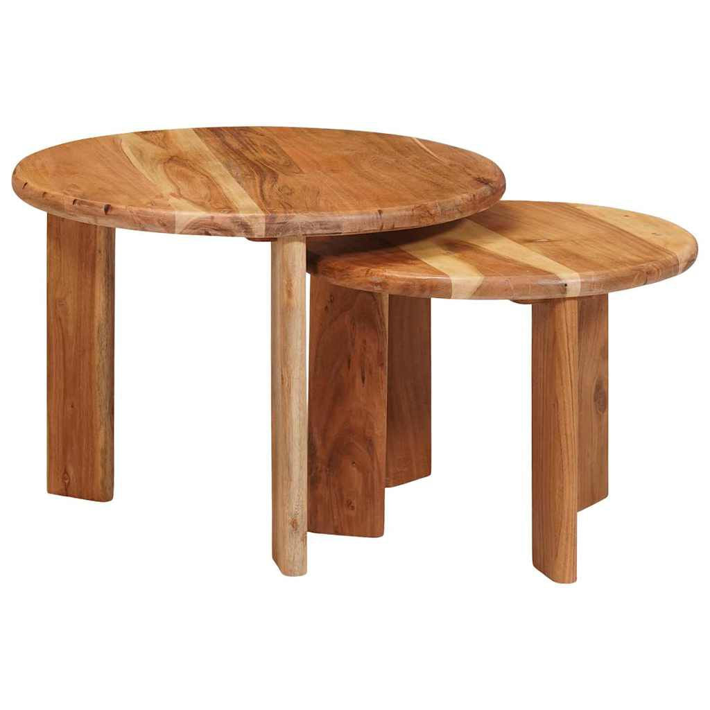 Nesting-Couchtische 2 Pcs Braun Massivholz Akazie