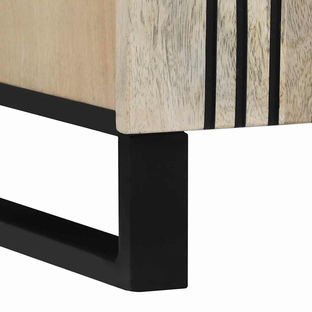 Sideboard Weiß 90 X 33 X 75 Cm Massives Mangoholz
