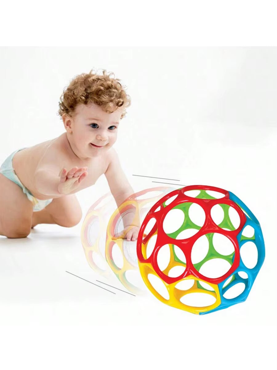 6-In-1 Bpa-Free Baby Sensory Rattle Ball - Soft Textured Grasping Toy with Gentle Sound & Spin Rings | Montessori Learning Toy F