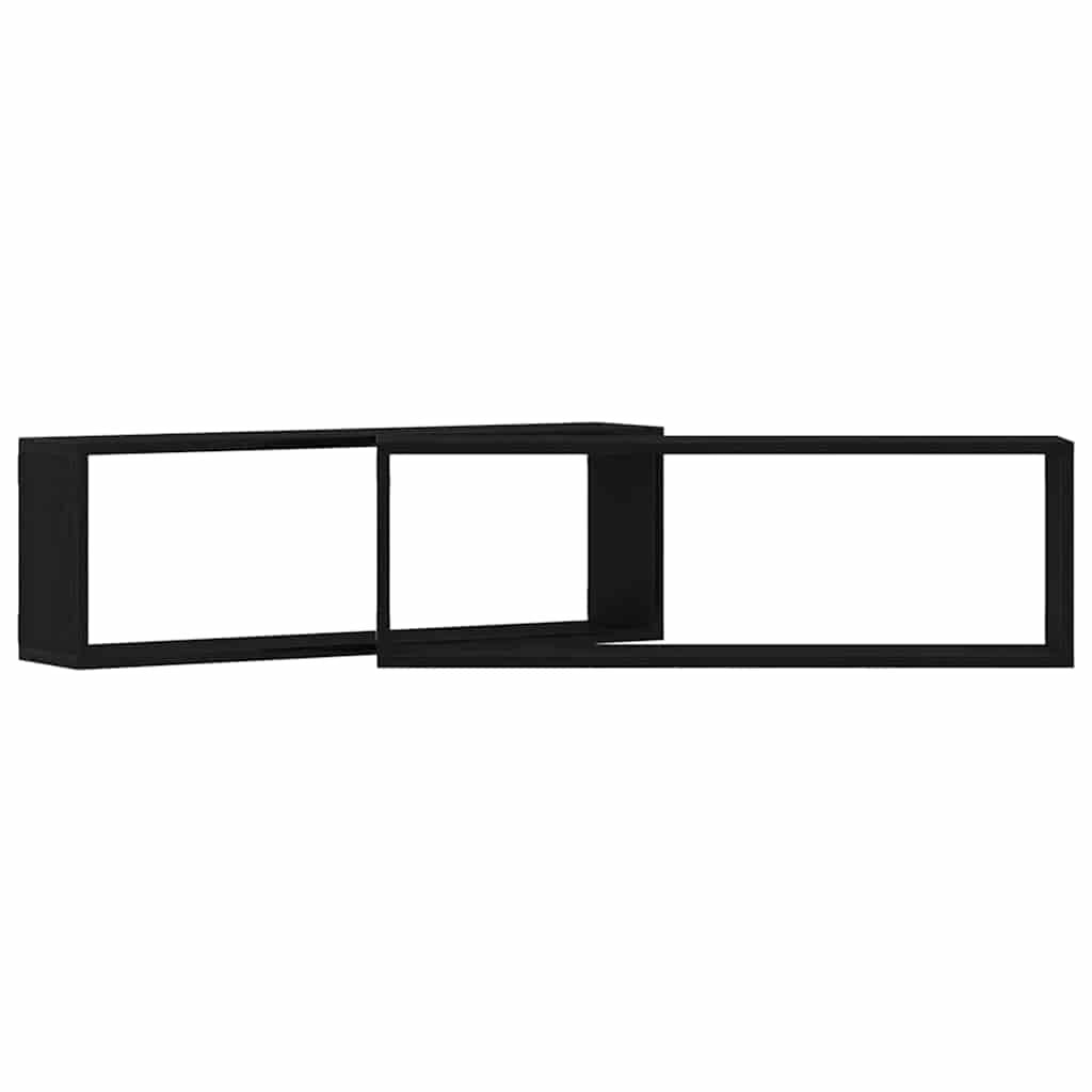 Wandregale Mit Regal 2 Pcs Schwarz Eichen-Optik 80 X 15 X 26 Cm