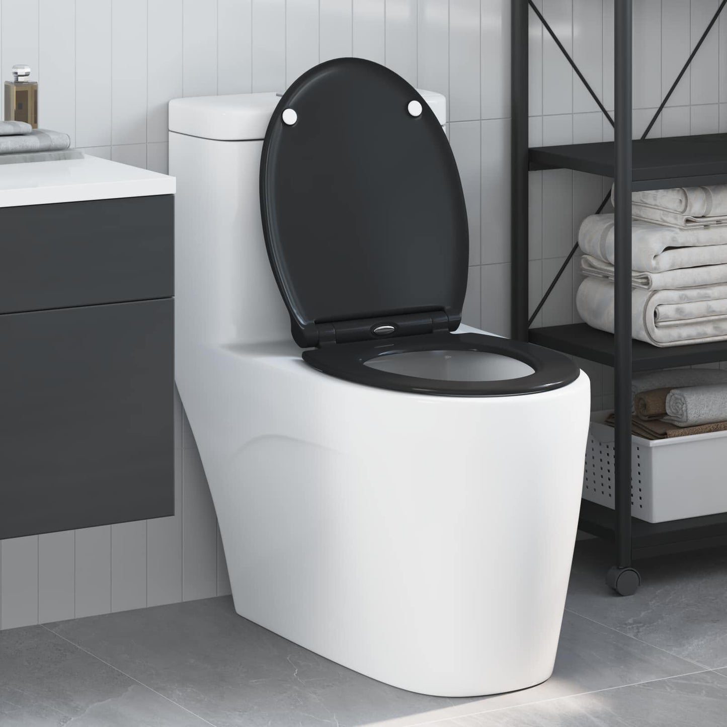 Toilettensitz Schwarz 47 X 37,5 X 3,8 Cm Duroplast