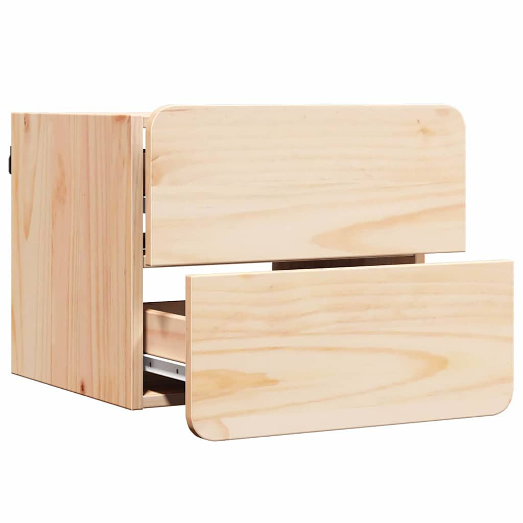 Nachttisch 2 Pcs Natur 39 X 34 X 33 Cm Massivholz Kiefer