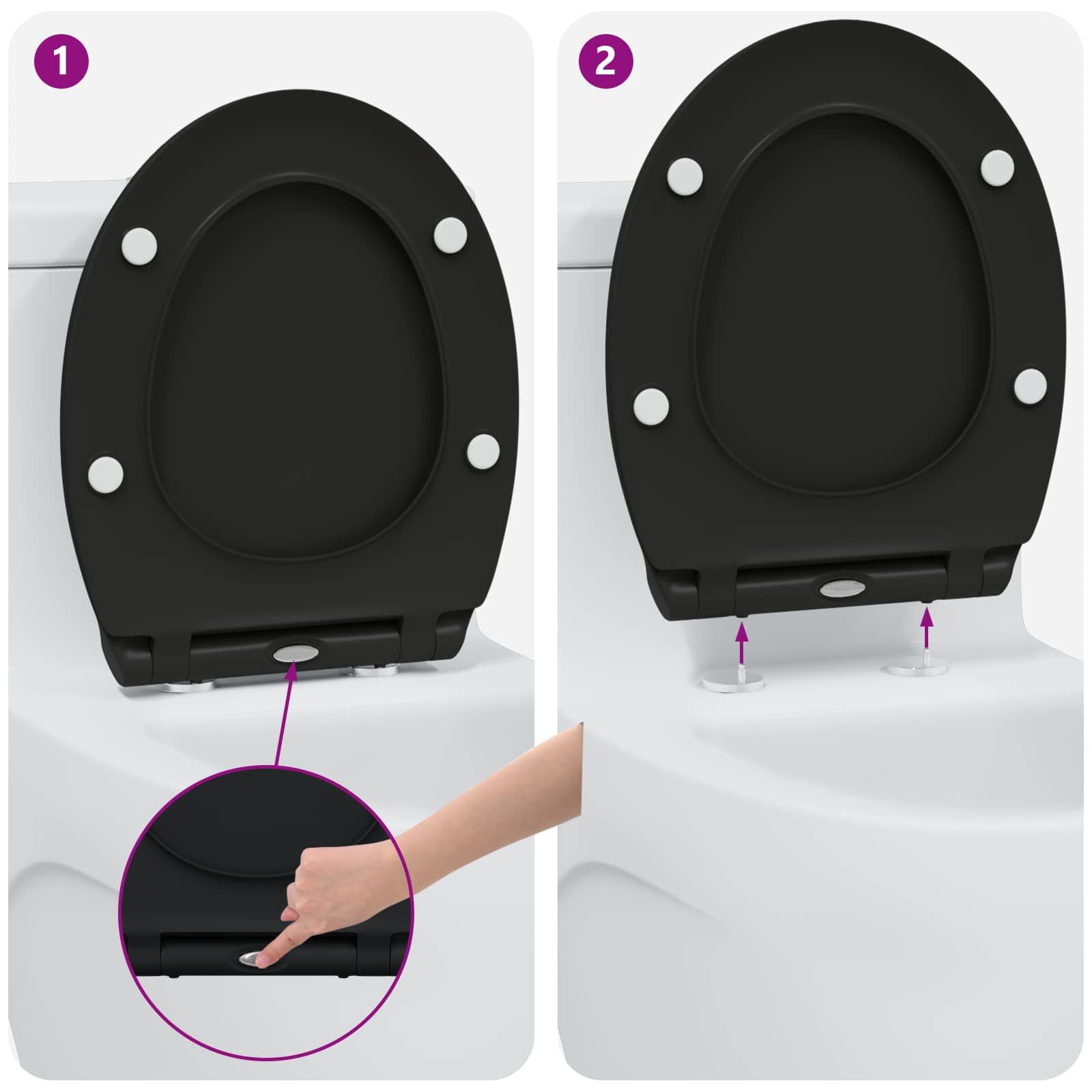 Toilettensitz Schwarz 47 X 37,5 X 3,8 Cm Duroplast