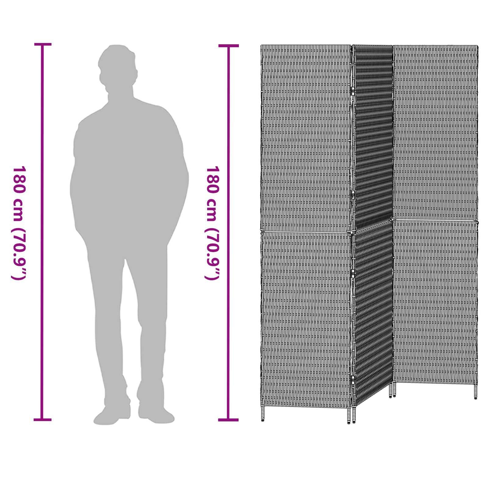 Raumteiler Grau 146 X 180 Cm Poly-Rattan
