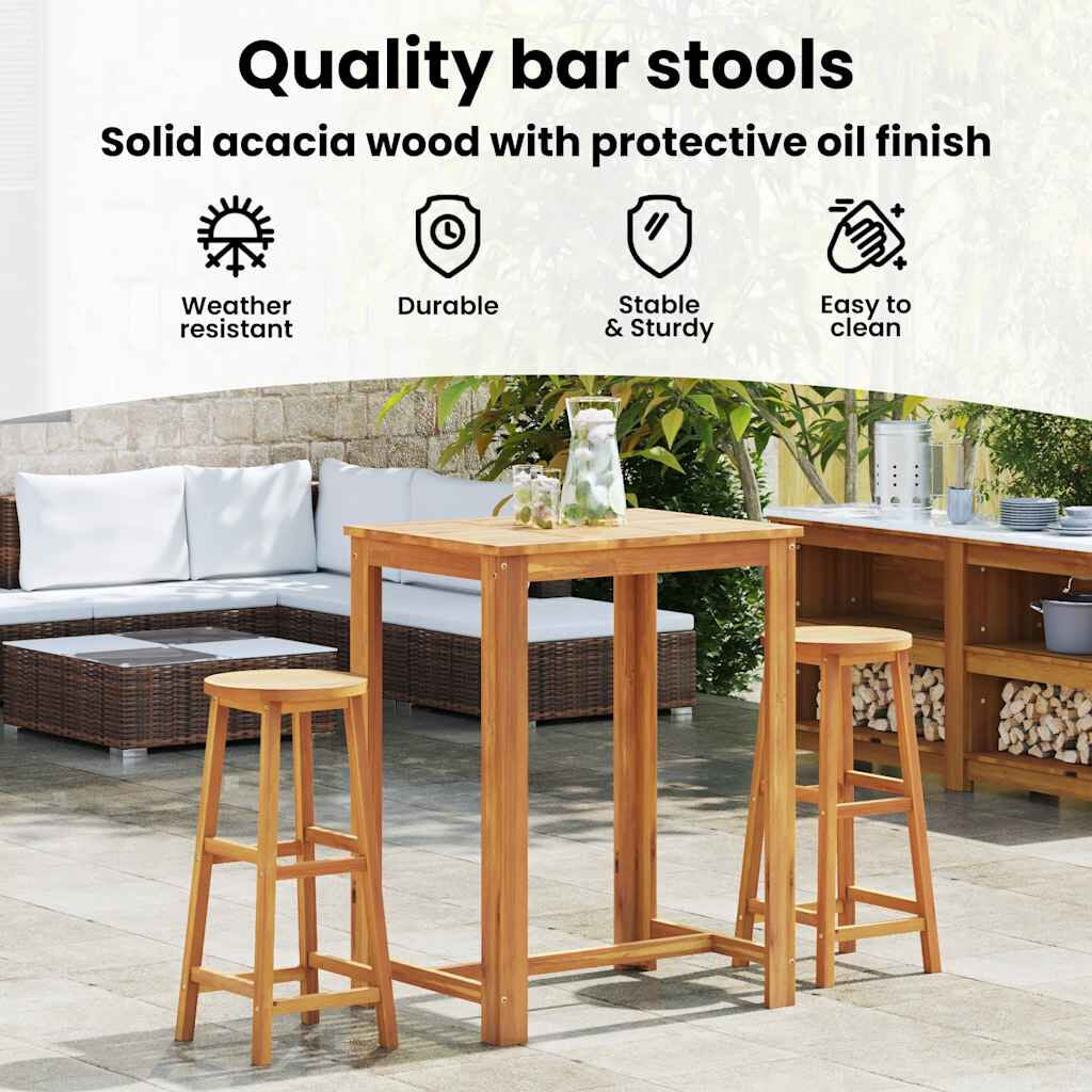 Barhocker 2 Stk. Massivholz Akazie