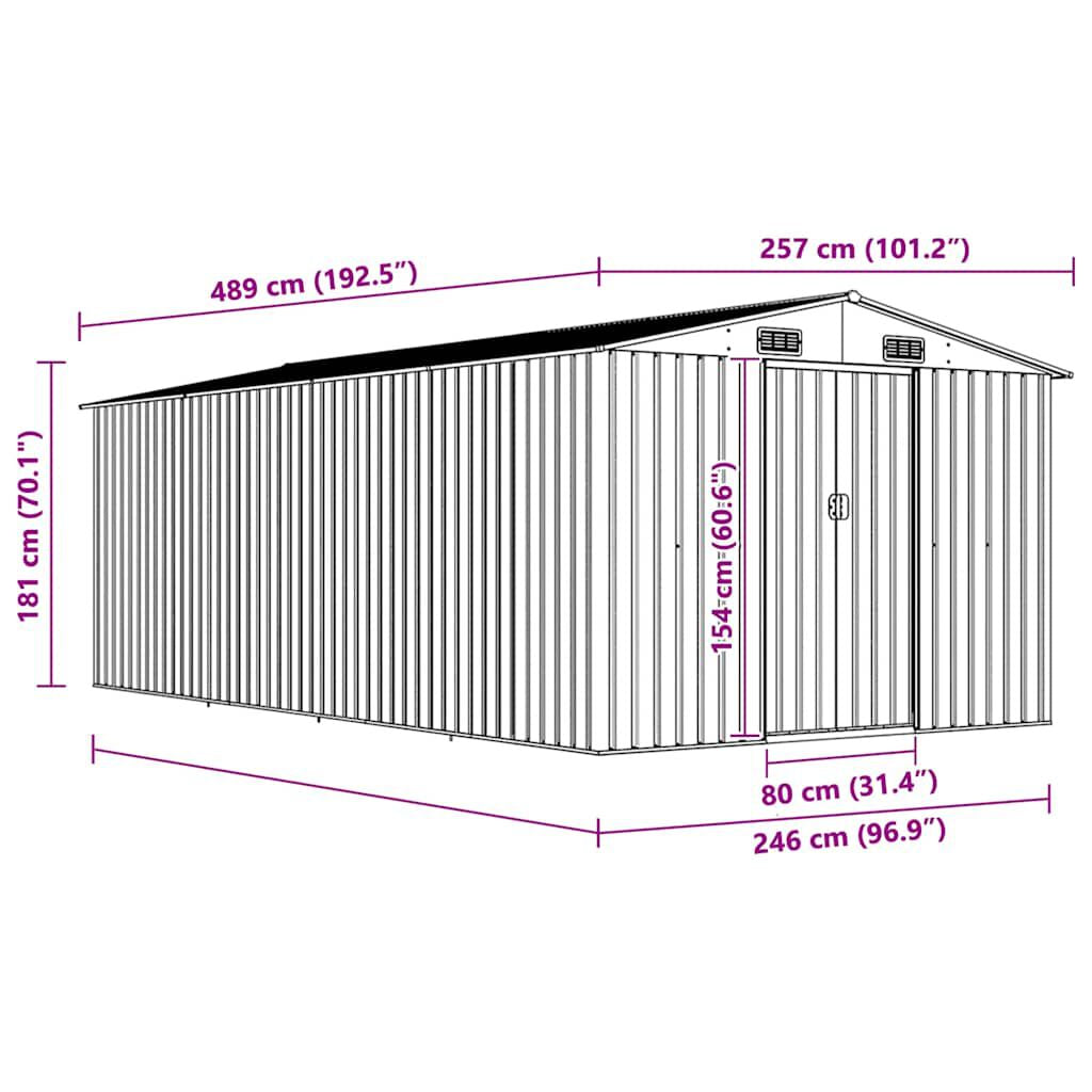 Gerätehaus 257X489X181 Cm Metall Braun