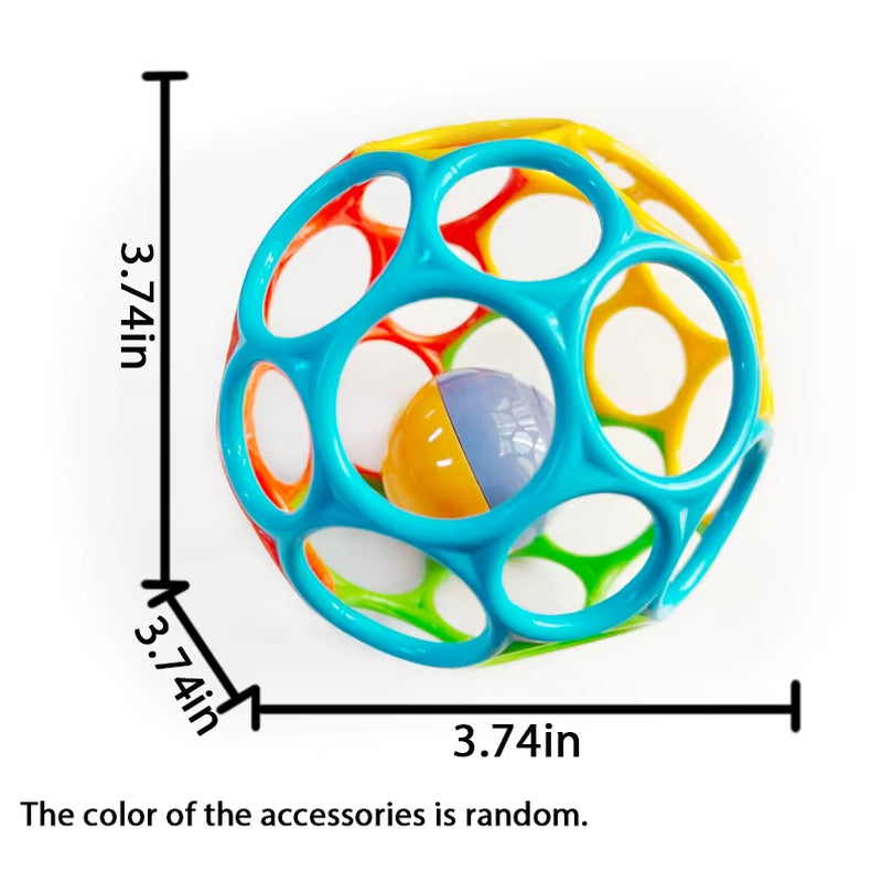 6-In-1 Bpa-Free Baby Sensory Rattle Ball - Soft Textured Grasping Toy with Gentle Sound & Spin Rings | Montessori Learning Toy F
