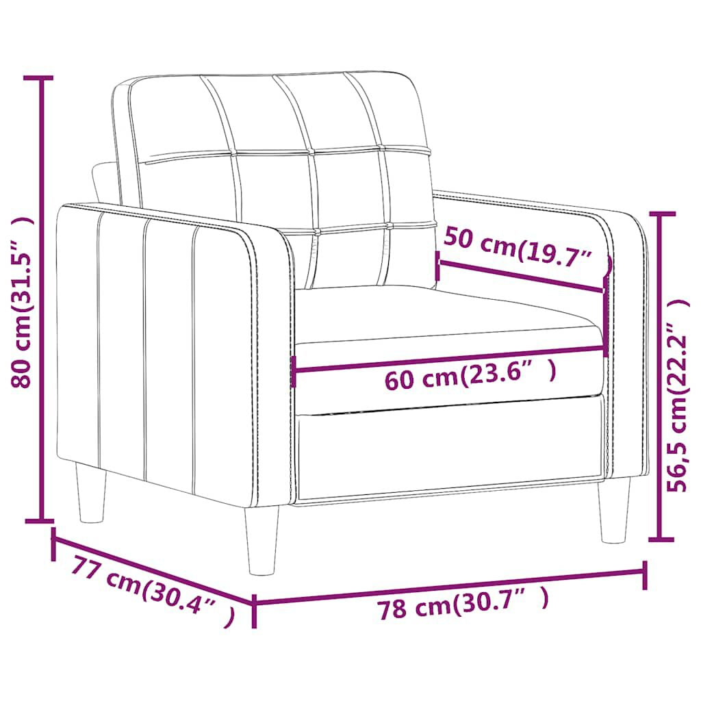 Sessel Creme 60 Cm Kunstleder