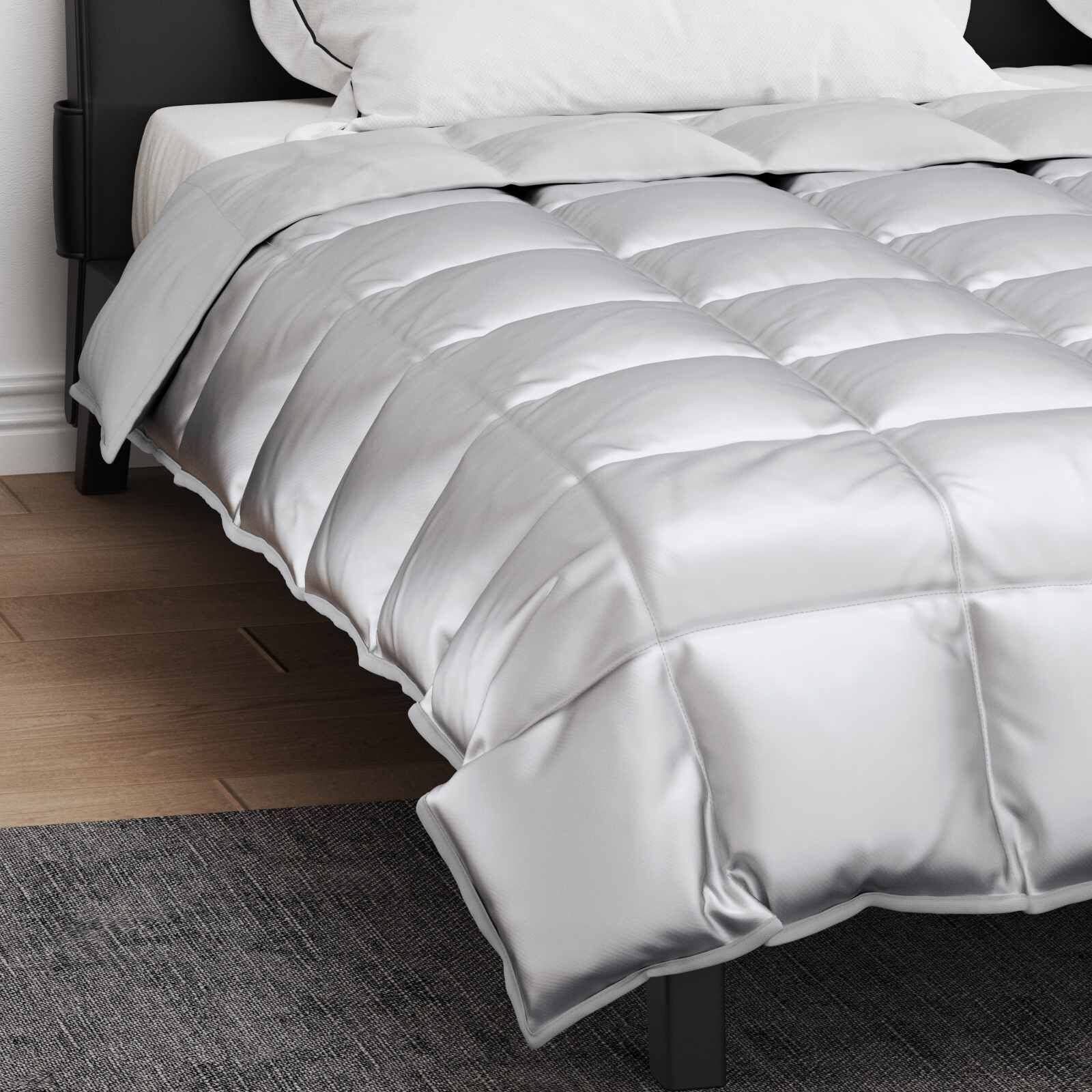 Winterbettdecke Silber 220 X 240 Cm Satin Und Mikrofaser
