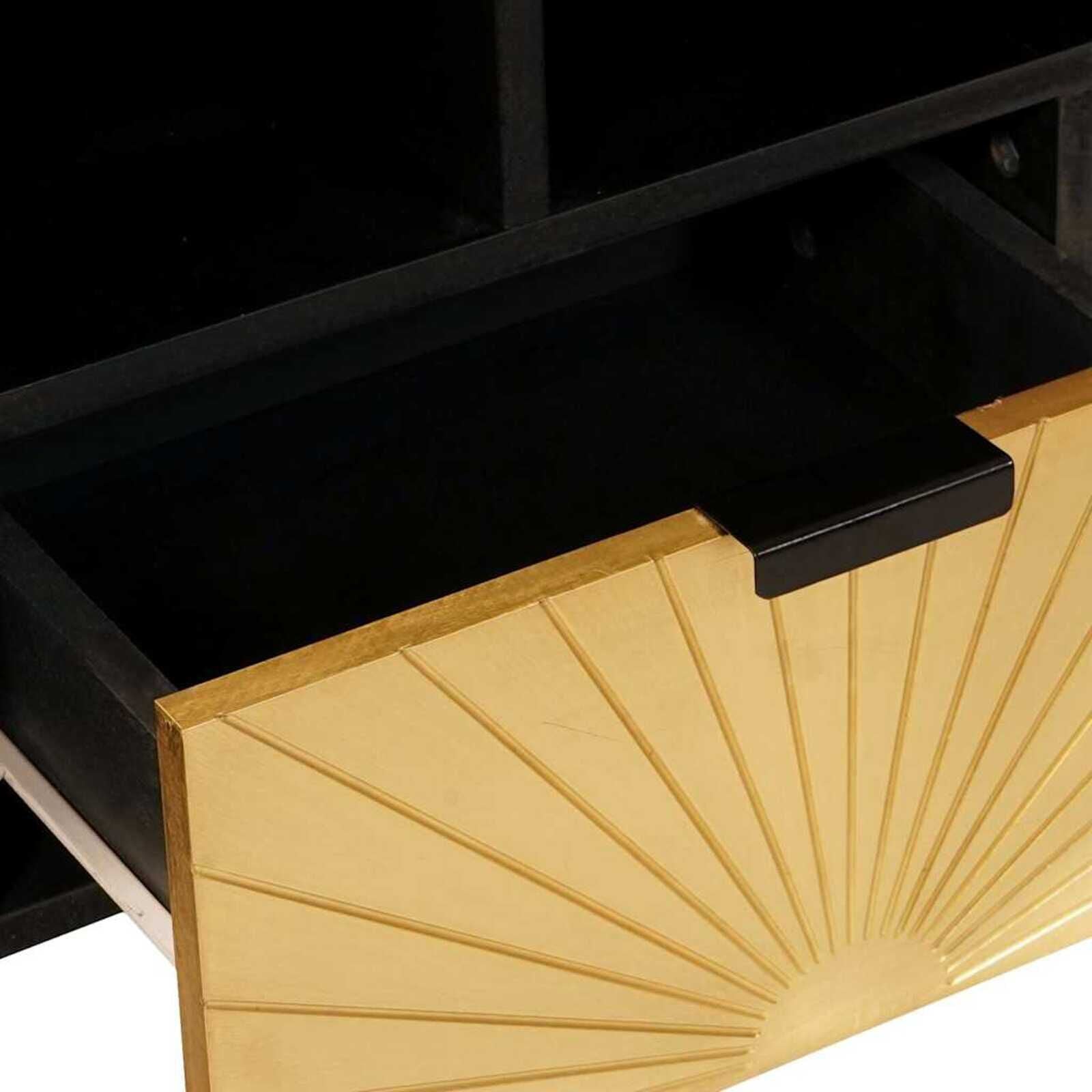 Tv-Schränk Schwarz Und Gold 100 X 33 X 46 Cm Holzwerkstoff