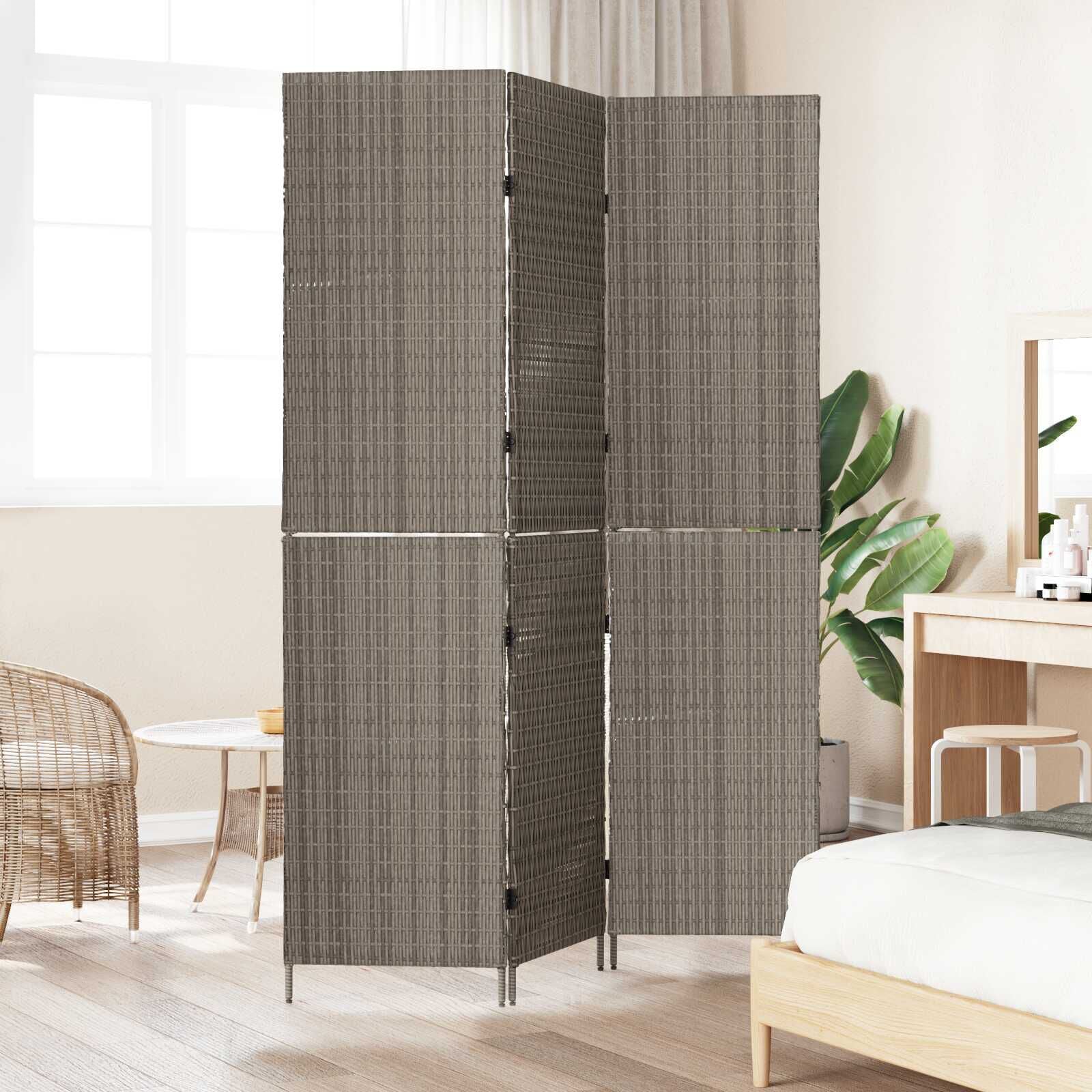 Raumteiler Grau 146 X 180 Cm Poly-Rattan