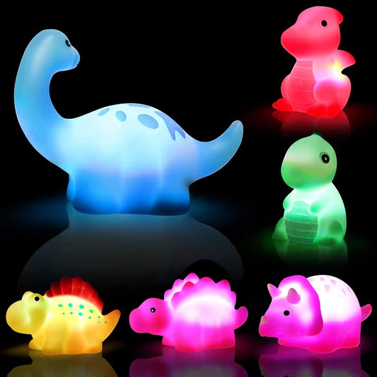 1/6Pcs Dinosaur Baby Bath Toys Light-Up Floating Bath Toys Set for Boys Girls Children Preschool Bathtub Bathroom Toy