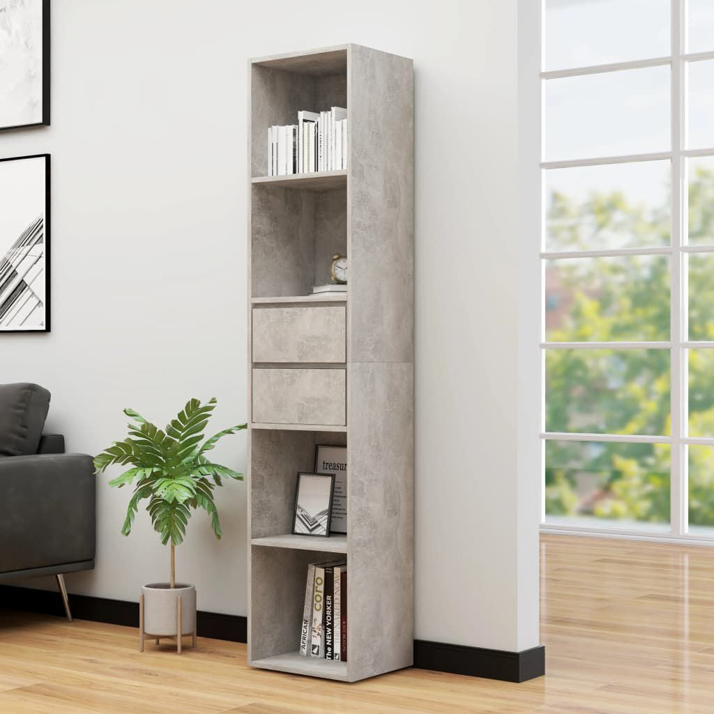 Bücherregal Betongrau 36X30X171 Cm Holzwerkstoff