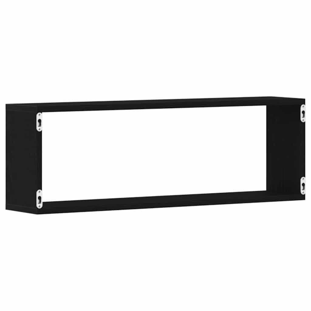 Wandregale Mit Regal 2 Pcs Schwarz Eichen-Optik 80 X 15 X 26 Cm