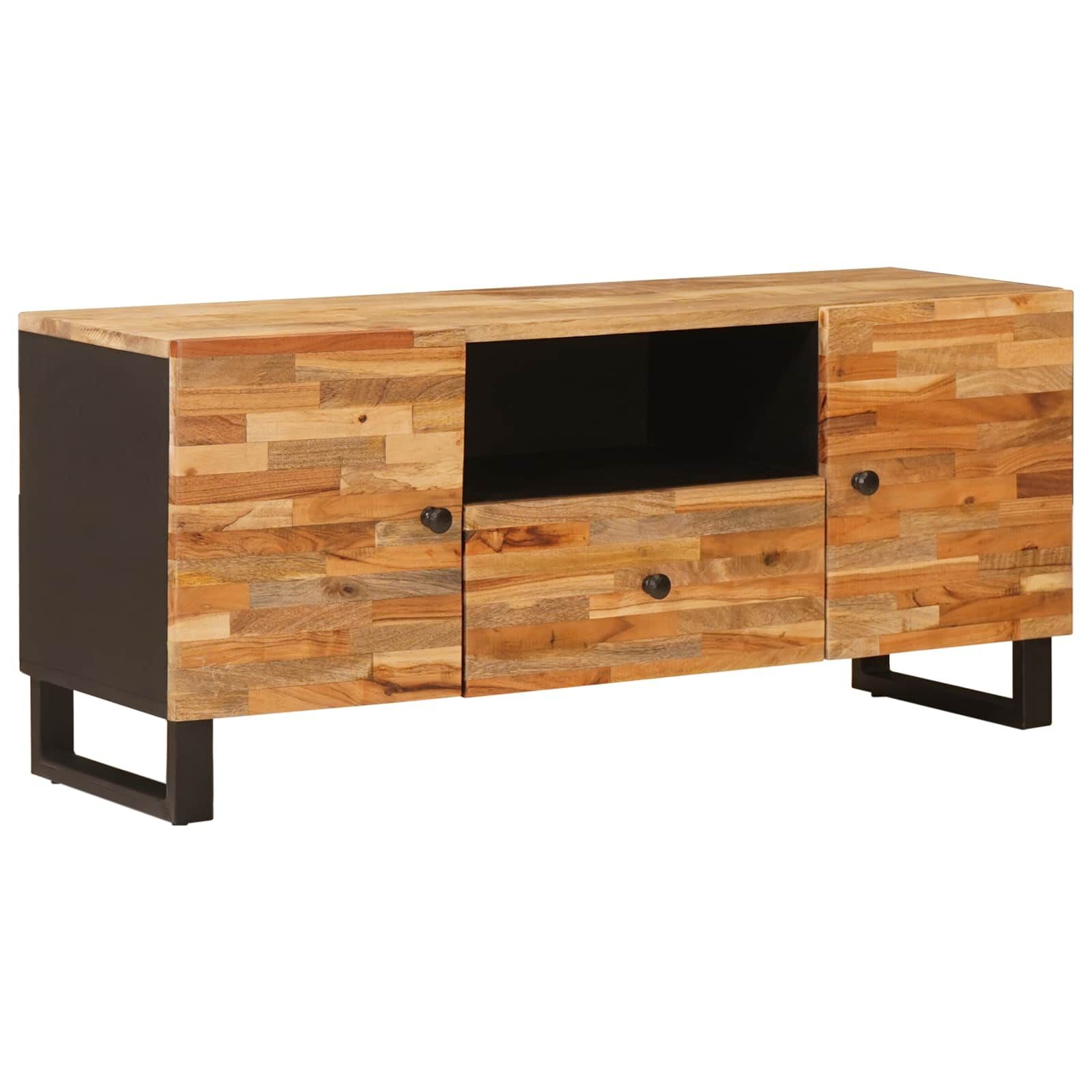 Tv-Schränk Mit Regal Braun 105 X 33 X 46 Cm Massivholz Mango