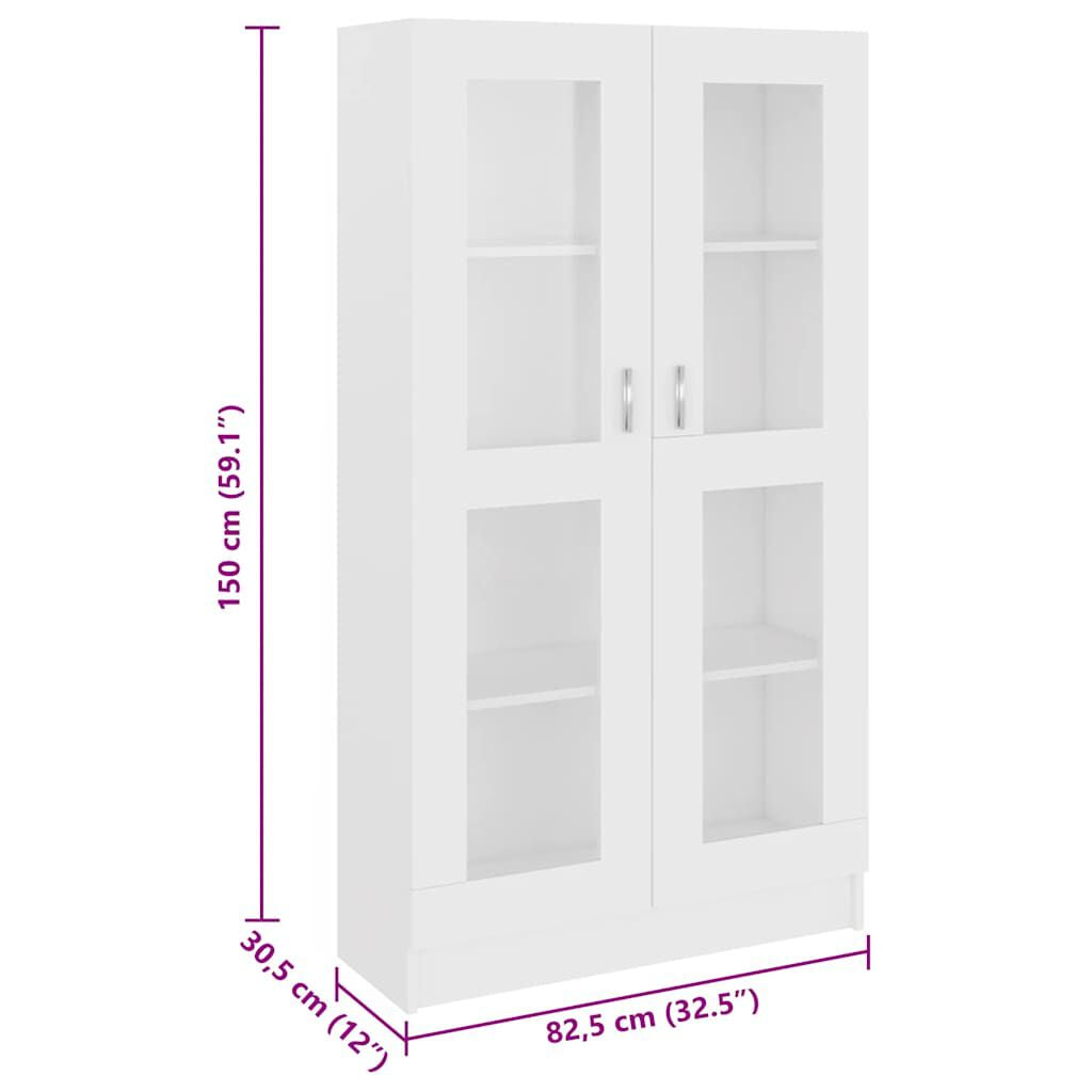 Vitrinenschrank Weiß 82,5X30,5X150 Cm Holzwerkstoff