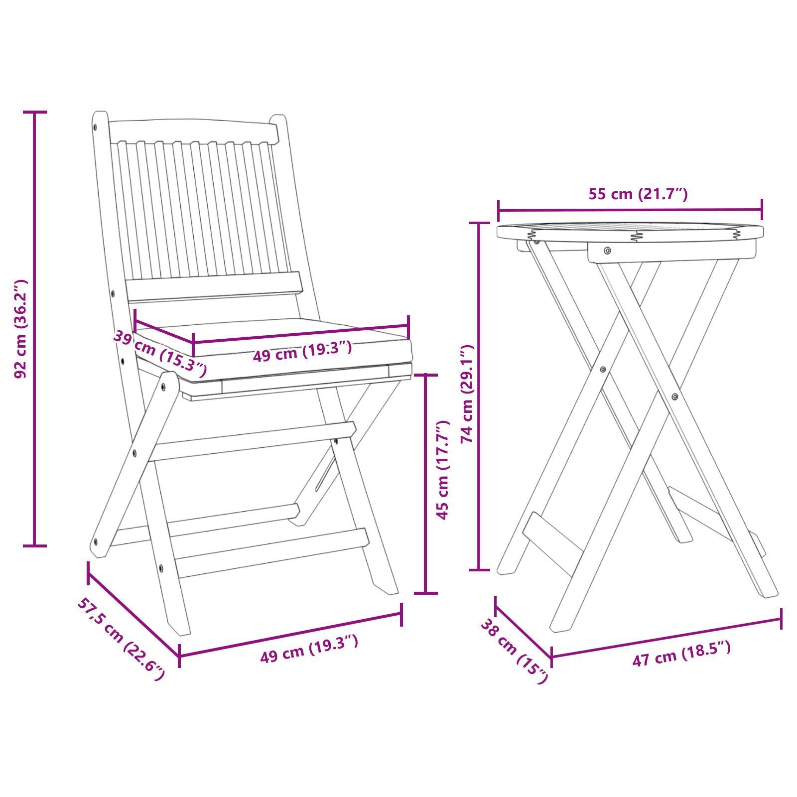 Garten Bistro Set 3 Pcs Braun Massivholz Akazie