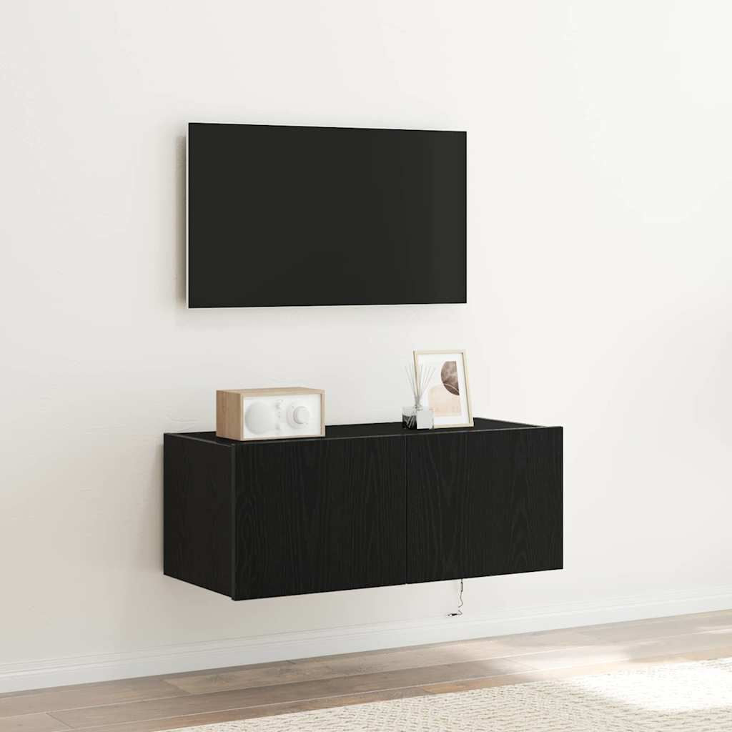 Tv-Wandschrank Schwarz Eichen-Optik 80 X 35 X 31 Cm