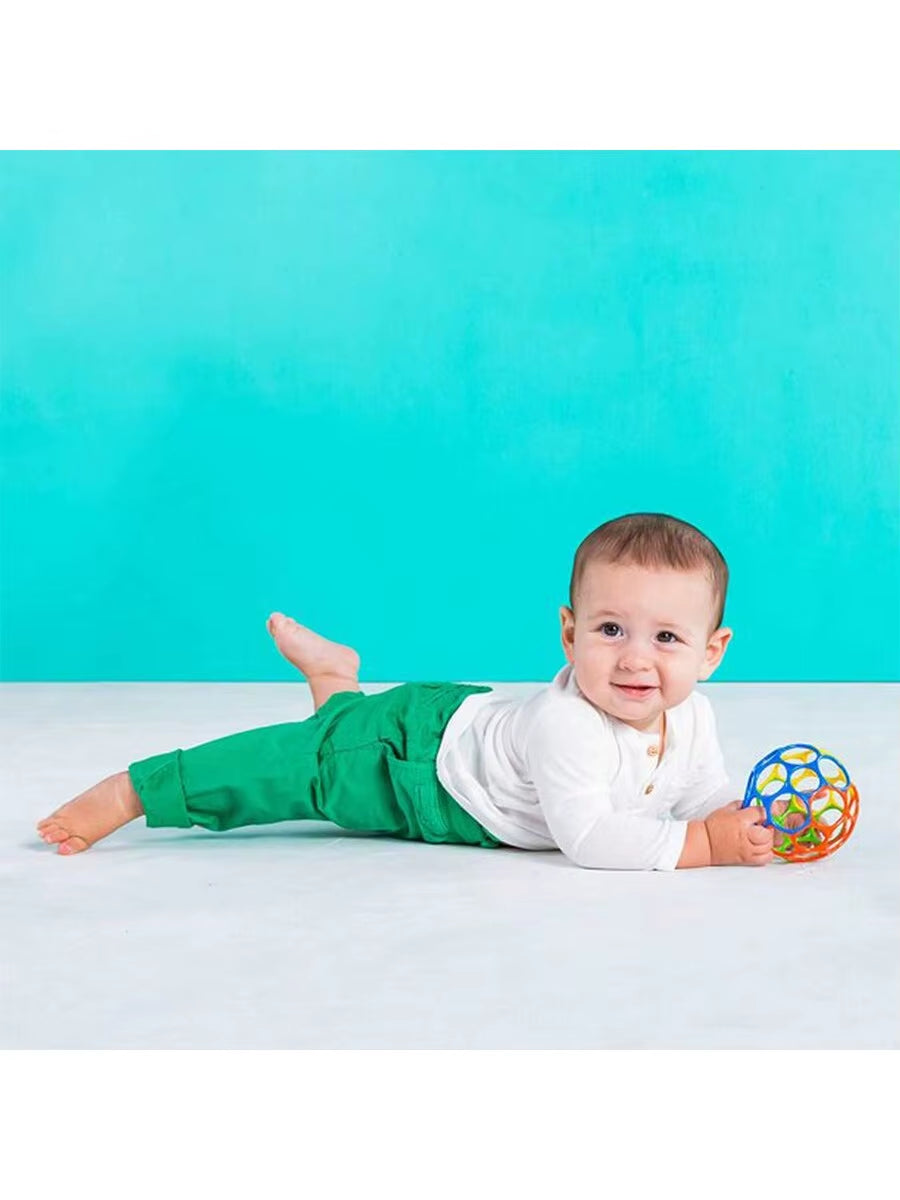 6-In-1 Bpa-Free Baby Sensory Rattle Ball - Soft Textured Grasping Toy with Gentle Sound & Spin Rings | Montessori Learning Toy F