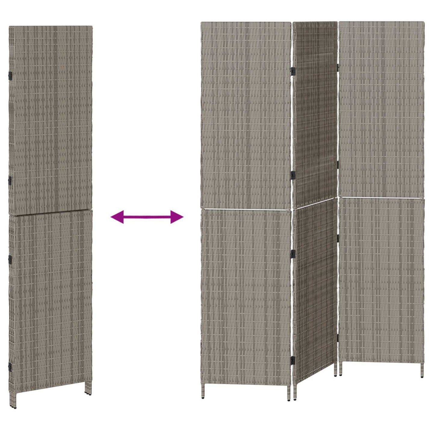Raumteiler Grau 146 X 180 Cm Poly-Rattan
