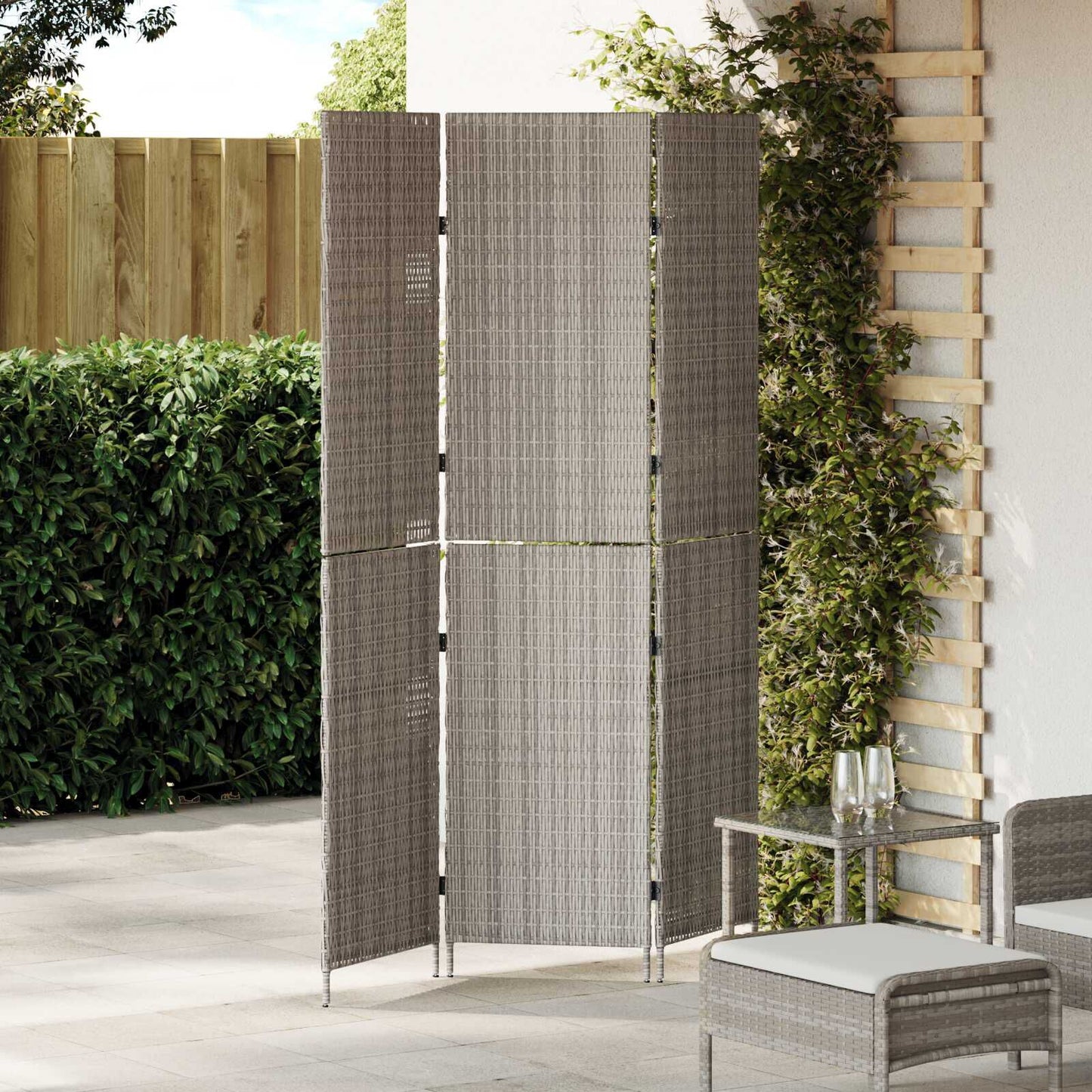 Raumteiler Grau 146 X 180 Cm Poly-Rattan