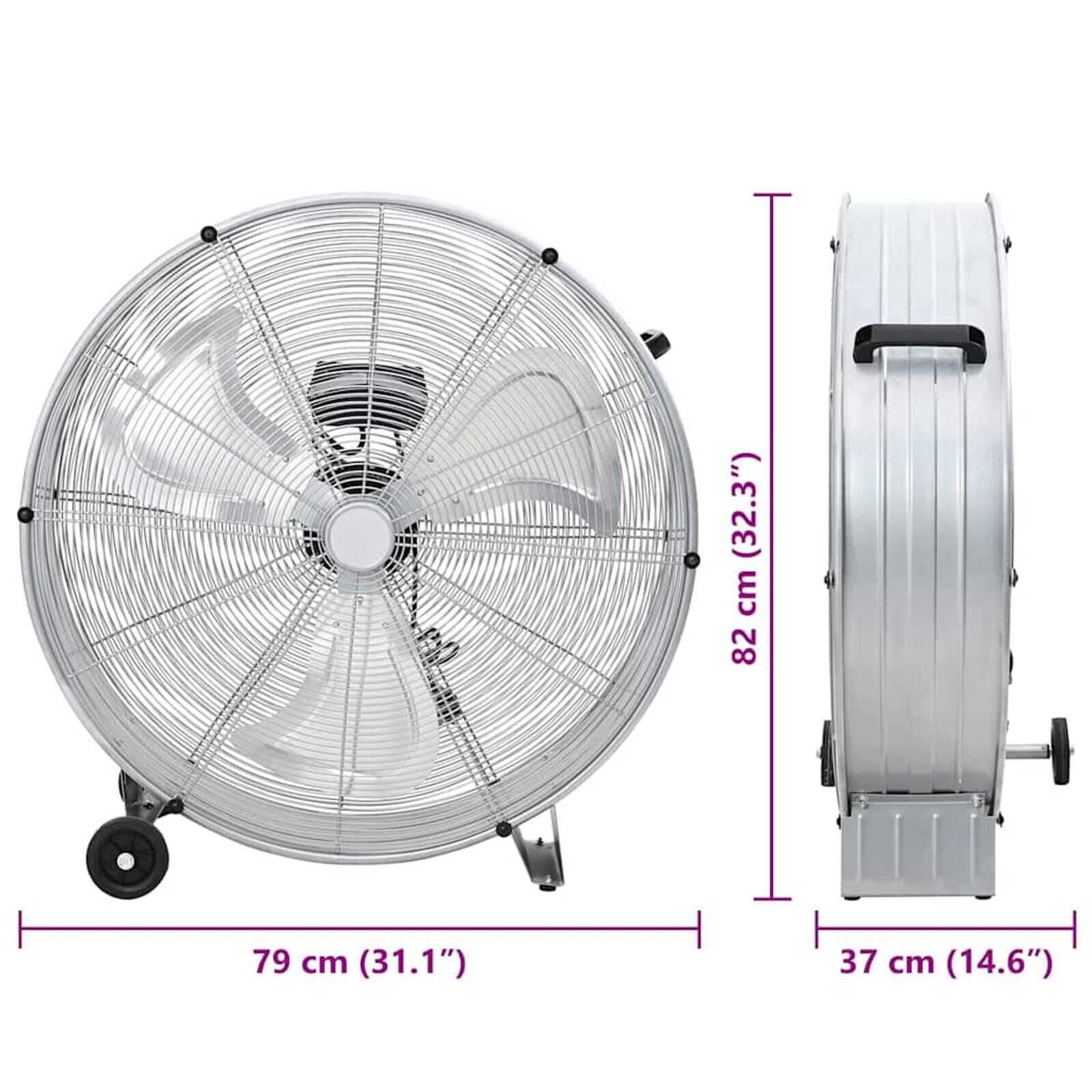 Trommelventilator Mit Rad Silber 79 X 37 X 82 Cm Aluminium