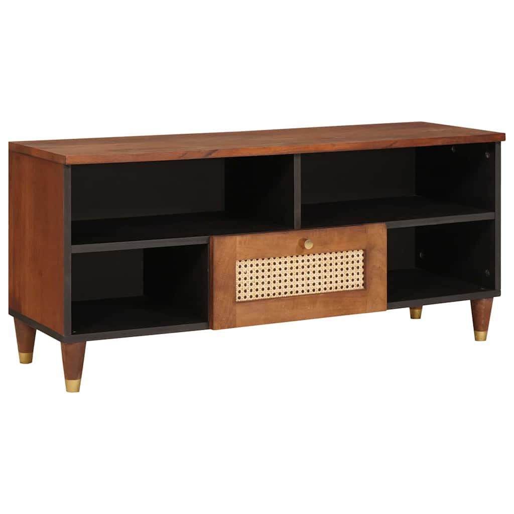 Tv-Schränk Mit Regal Braun 100 X 33,5 X 46 Cm Massivholz Mango
