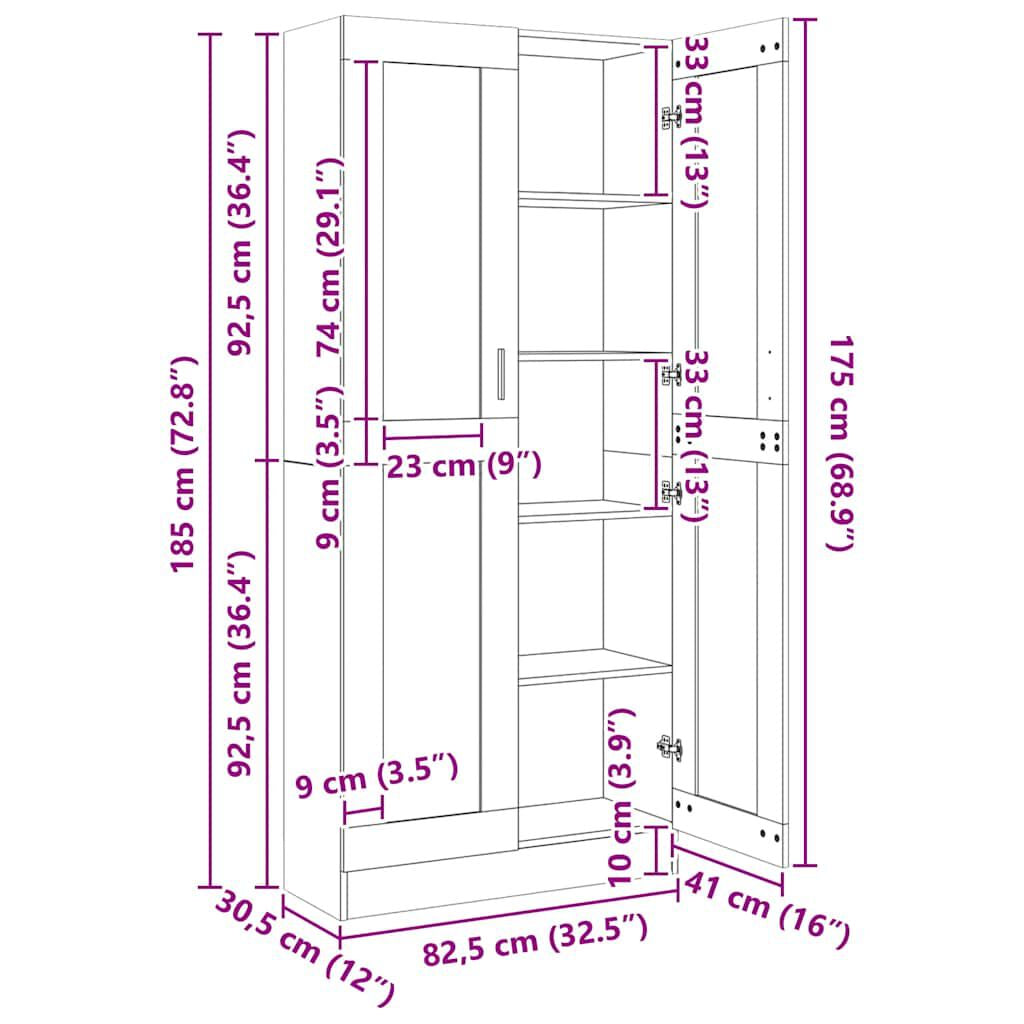Vitrinenschrank Weiß 82,5X30,5X185 Cm Holzwerkstoff