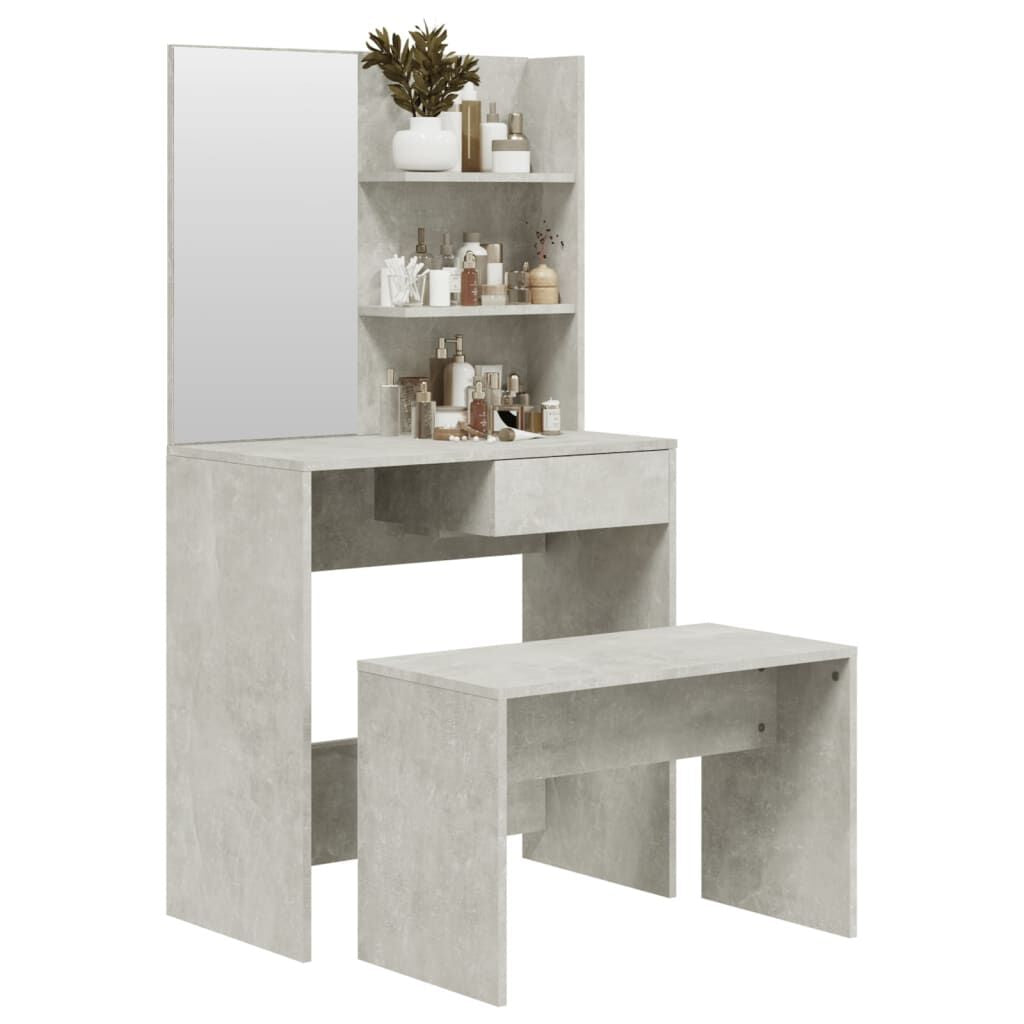 Schminktisch-Set Betongrau 74,5X40X141 Cm