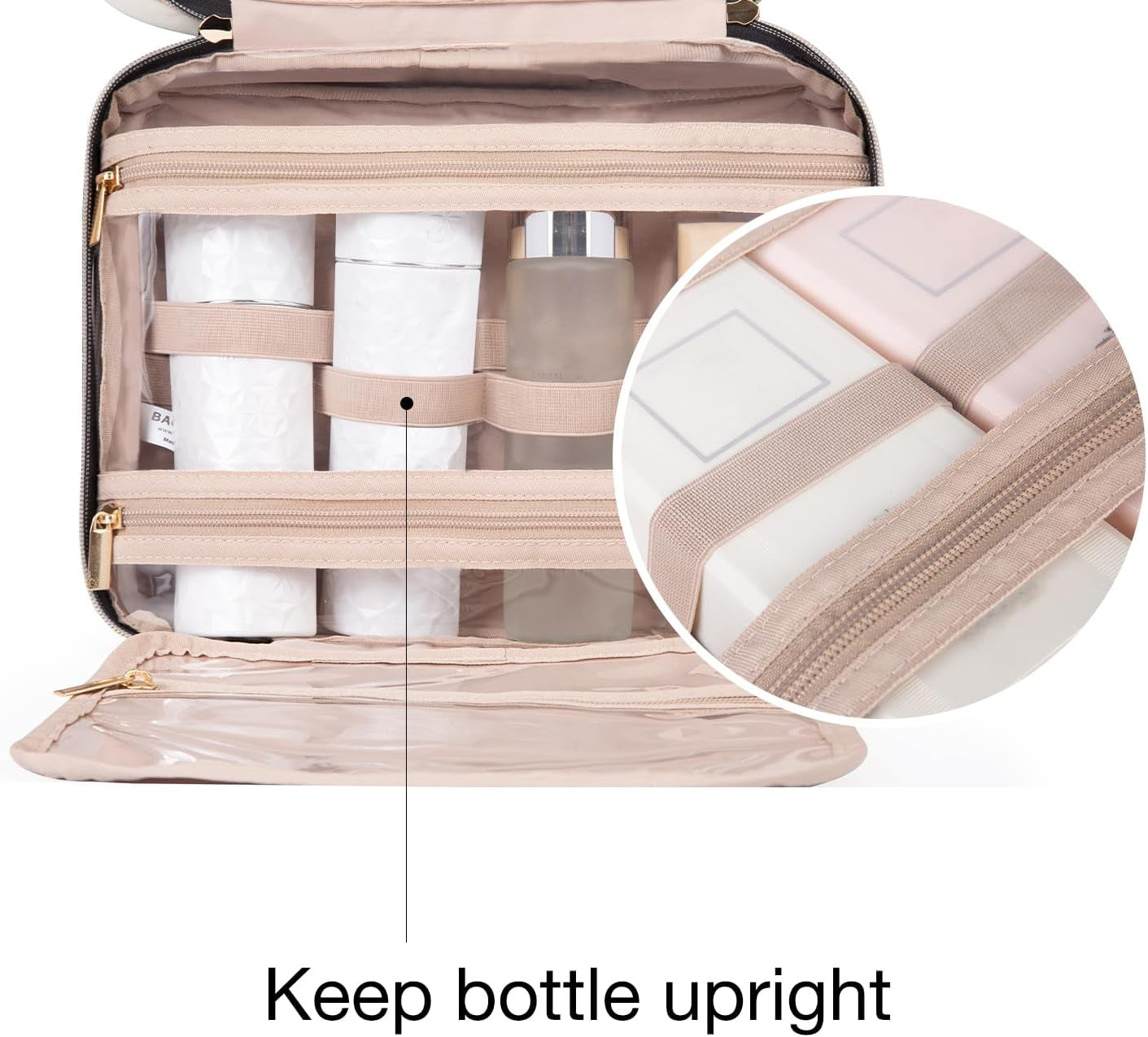 BAGSMART Kulturbeutel Kulturtasche Damen, Kulturtasche Zum Aufhängen, Toiletry Bag Kosmetiktasche Reise Waschtasche Transparent Für Makeup,Toilettenartikel (M-Rosa)