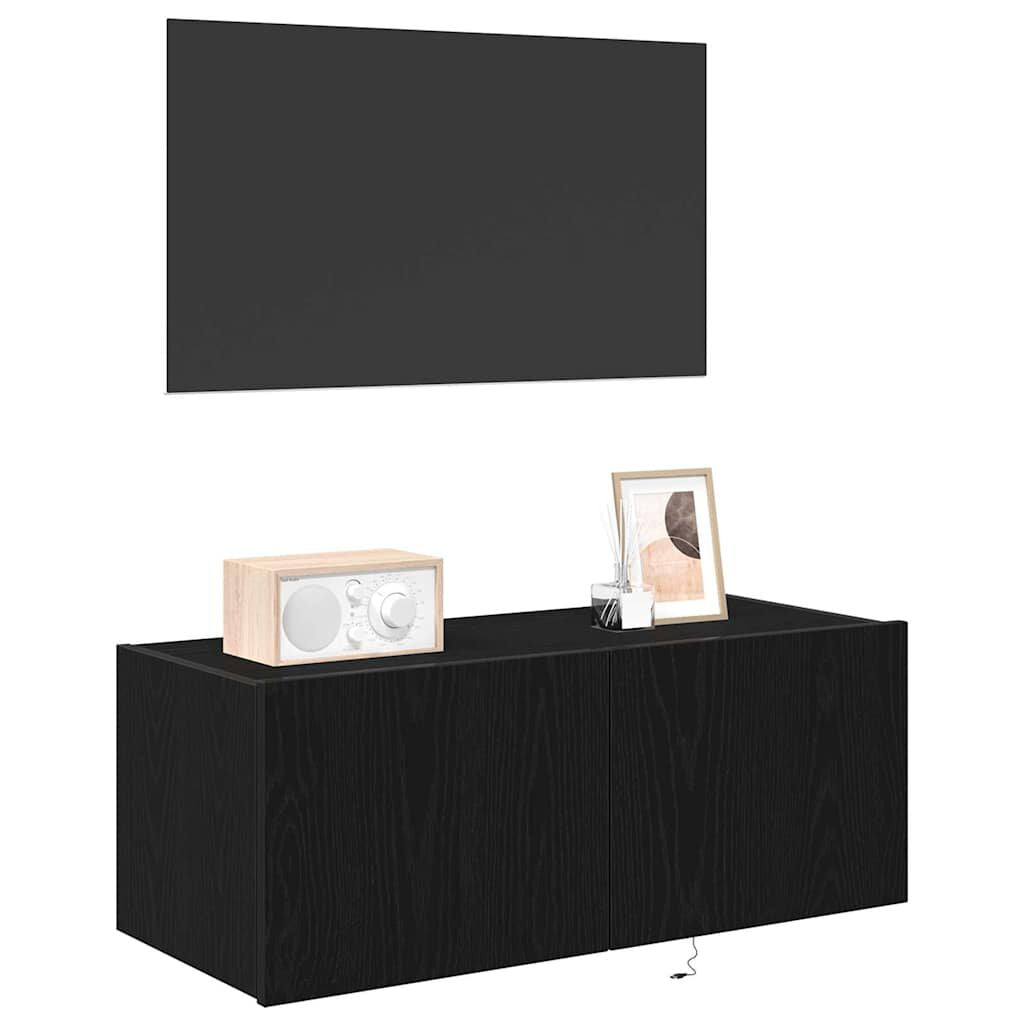 Tv-Wandschrank Schwarz Eichen-Optik 80 X 35 X 31 Cm