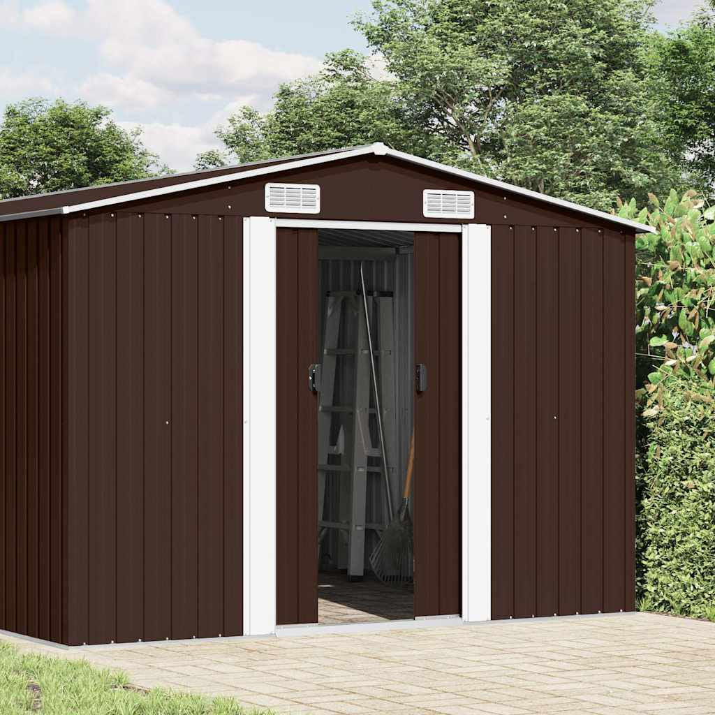 Gerätehaus 257X489X181 Cm Metall Braun