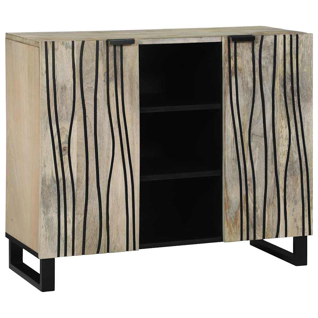 Sideboard Weiß 90 X 33 X 75 Cm Massives Mangoholz