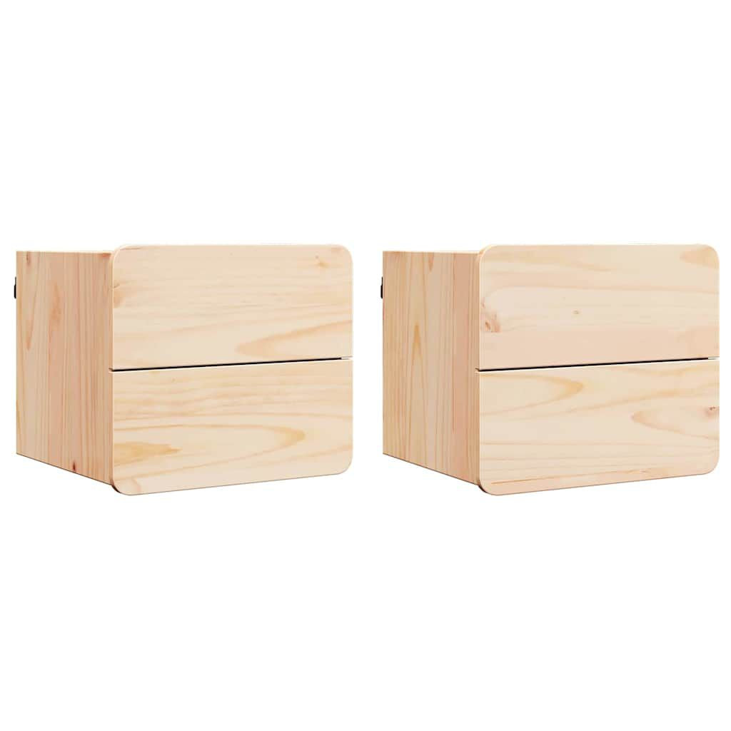 Nachttisch 2 Pcs Natur 39 X 34 X 33 Cm Massivholz Kiefer