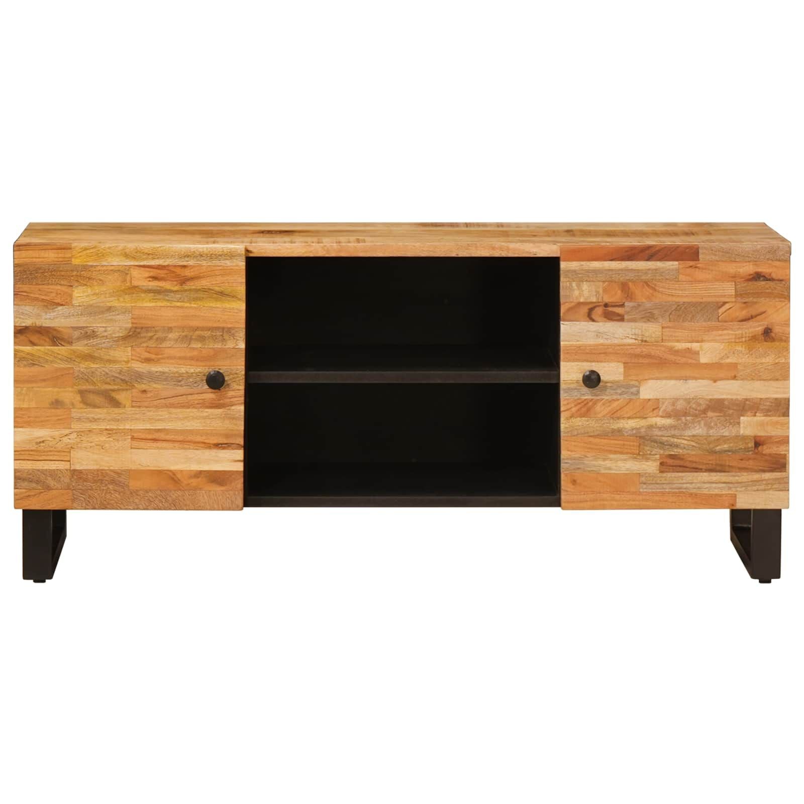 Tv-Schränk Mit Speicher Braun 105 X 33 X 46 Cm Massivholz Mango