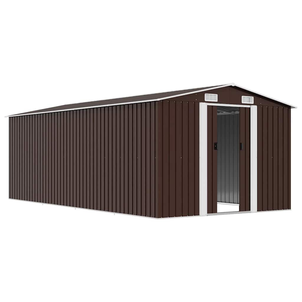 Gerätehaus 257X489X181 Cm Metall Braun