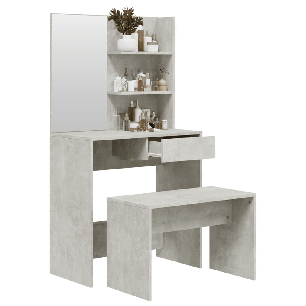 Schminktisch-Set Betongrau 74,5X40X141 Cm