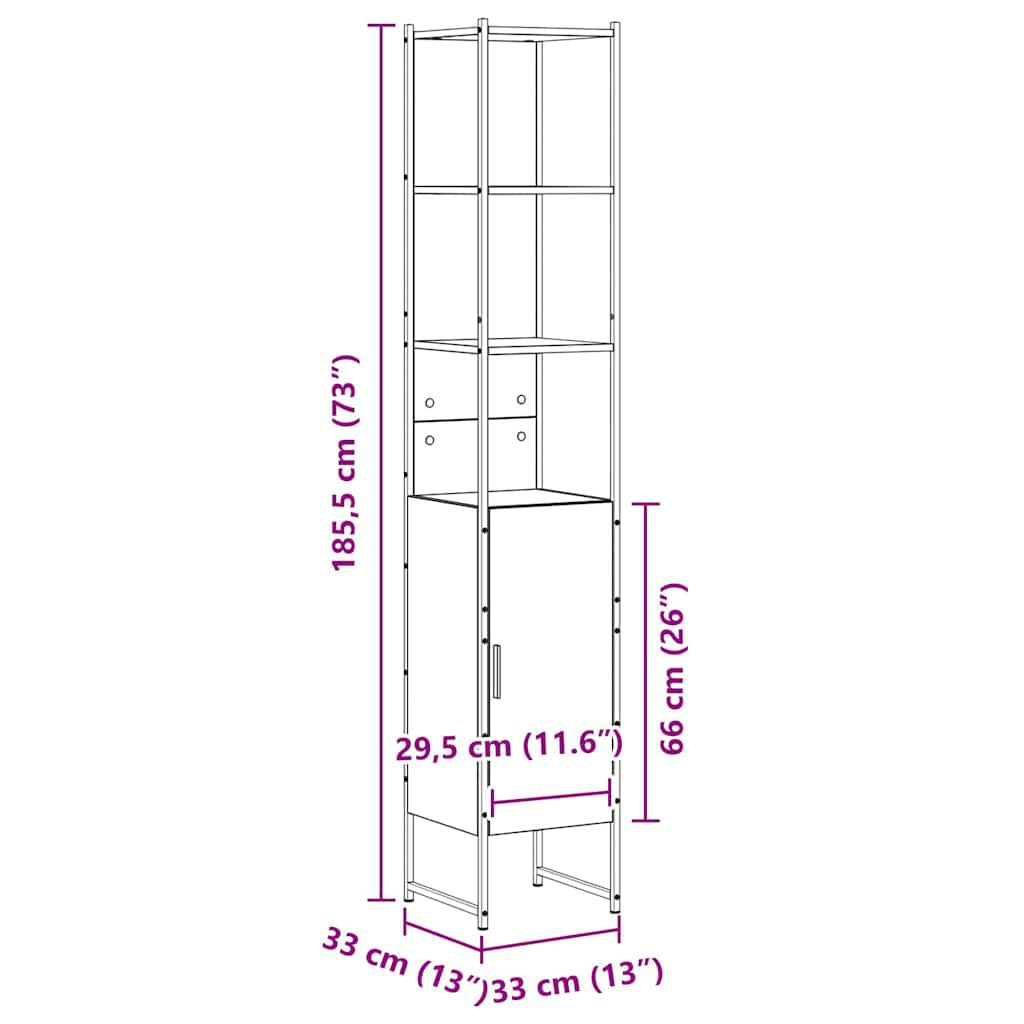 Badezimmerschrank Sonoma 33 X 33 X 185,5 Cm Holzwerkstoff