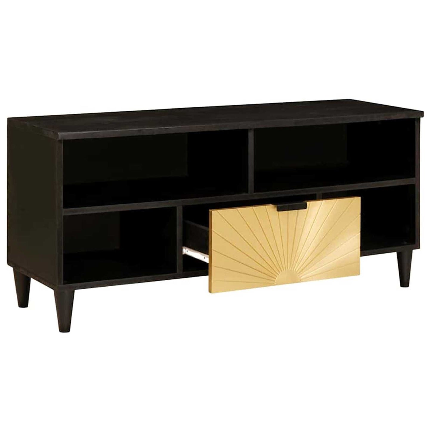Tv-Schränk Schwarz Und Gold 100 X 33 X 46 Cm Holzwerkstoff